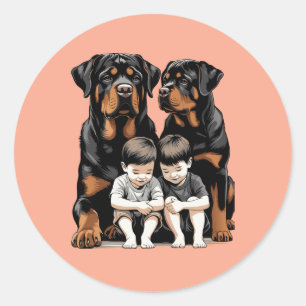 Rottweilers As Loyal Guardians Of Kids Classic Round Sticker