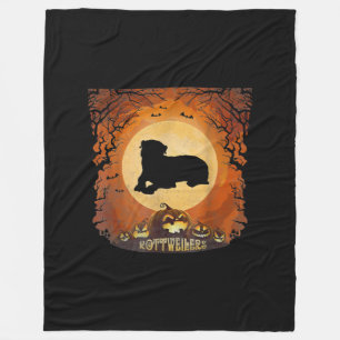 Rottweilers Full Moon Animal Silhouette Halloween Fleece Blanket