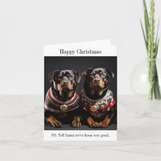 Rottweiller Dogs Happy Christmas Card