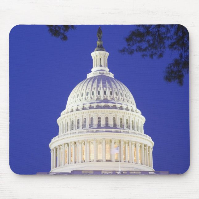 Rotunda of U.S. Capitol at night, Washington Mouse Pad (Front)