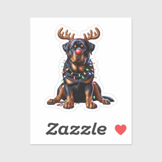 Rotweiller Reindeer Sticker (Sheet)