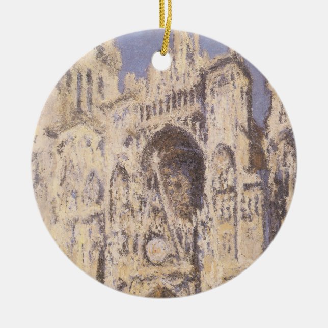 Rouen Cathedral, Harmony Blue Gold by Claude Monet Ceramic Tree Decoration (Front)