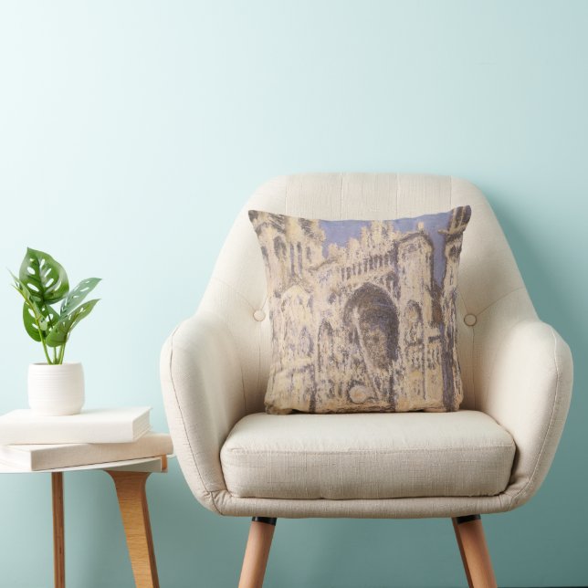 Rouen Cathedral, Harmony Blue Gold by Claude Monet Cushion (Chair)