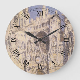 Rouen Cathedral, Harmony Blue Gold by Claude Monet Large Clock