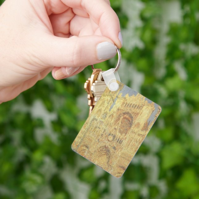 Rouen Cathedral, Sunset by Claude Monet Key Ring (Hand)