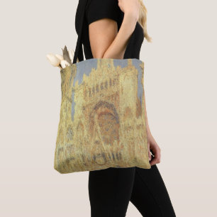 Rouen Cathedral, Sunset by Claude Monet Tote Bag