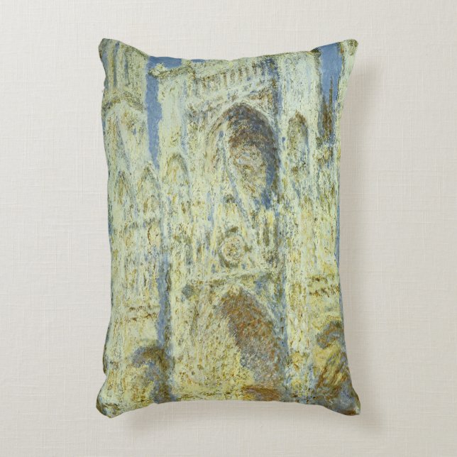 Rouen Cathedral West Facade Sunlight, Claude Monet Decorative Cushion (Front(Vertical))