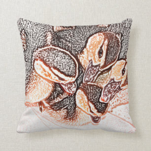 rouen ducklings sketch cute baby duck cushion