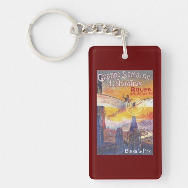 Rouen, France - Pilot and Plane Key Ring (Front)