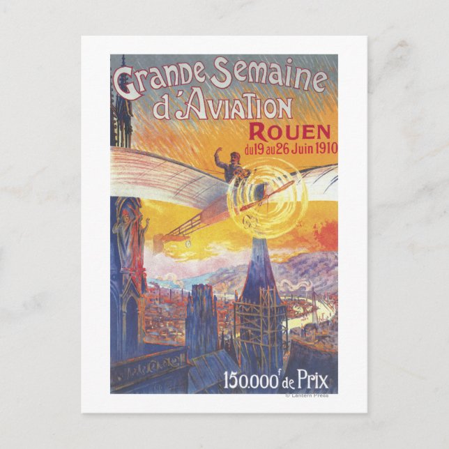 Rouen, France - Pilot and Plane Postcard (Front)