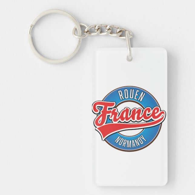 Rouen Normandy France retro logo Key Ring (Front)