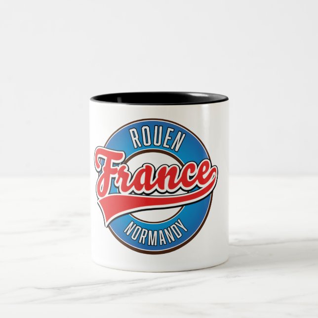 Rouen Normandy France retro logo Two-Tone Coffee Mug (Center)