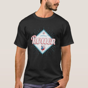 Rouen Normandy France Retro Rooster Vintage Souven T-Shirt