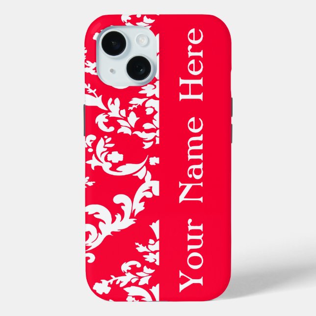 Rouge Bold Damask w/ name @ Emporiomoffa Case-Mate iPhone Case (Back)