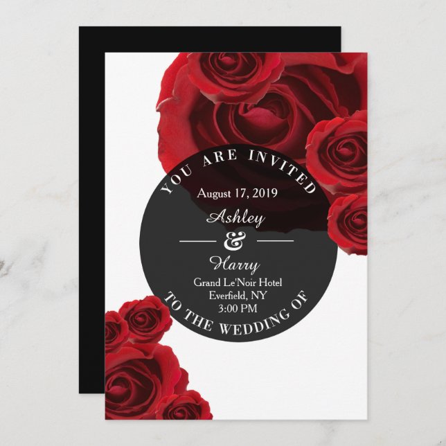 Rouge Flora Wedding Invitations (Front/Back)