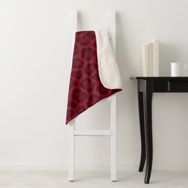 Rouge Leopard Sherpa Blanket (In Situ)
