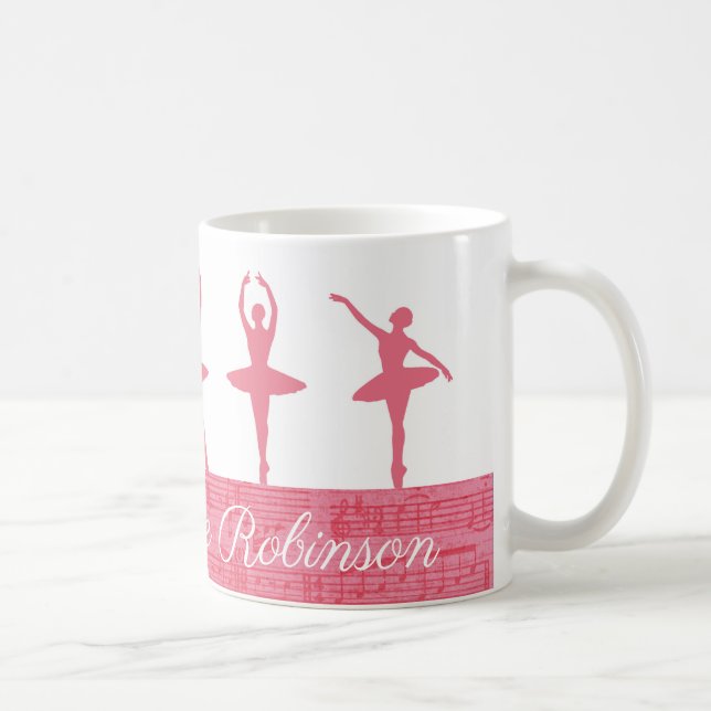 Rouge Pink Personalised Ballerina Coffee Mug (Right)