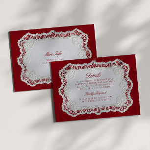 Rouge Red Old Money Lace Wedding Details Enclosure Card