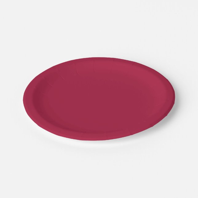 Rouge (solid colour) paper plate (Angled)