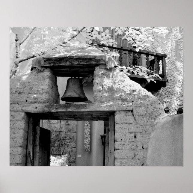 Rough adobe bell in entryway, Santa Fe, New Poster (Front)