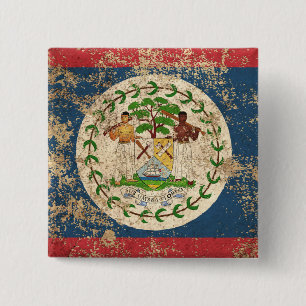 Rough Aged Vintage Belise Flag 15 Cm Square Badge