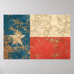 Rough Aged Vintage Texas Flag Poster