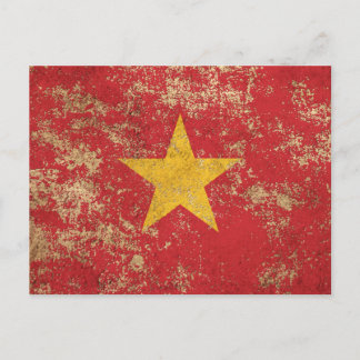 Rough Aged Vintage Vietnamese Flag Postcard