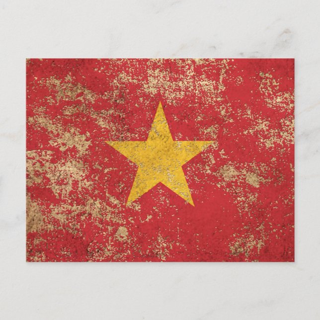 Rough Aged Vintage Vietnamese Flag Postcard (Front)