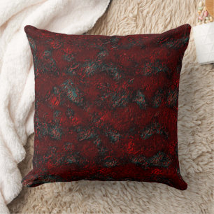 Rough and bumpy red with prominent wrinkles green cushion
