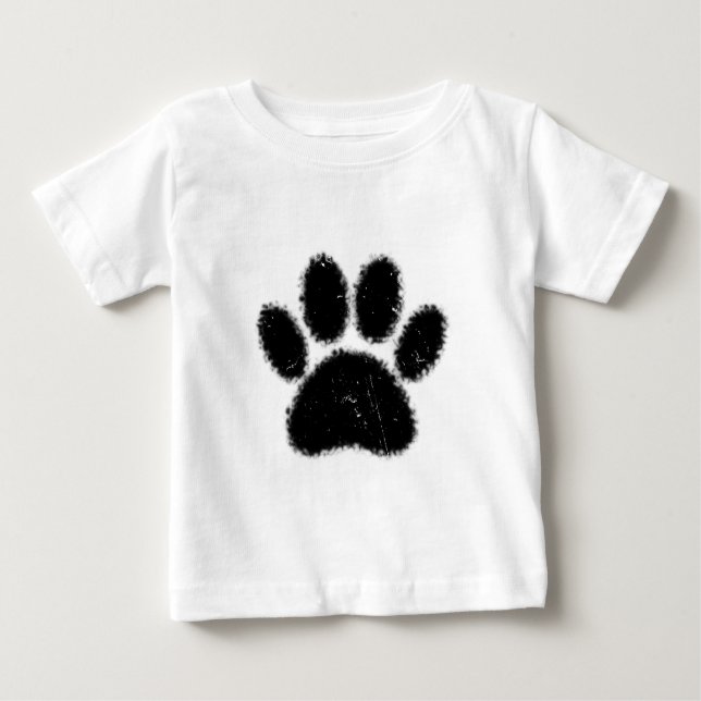 Rough And Distressed Dog Paw Print Baby T-Shirt (Front)