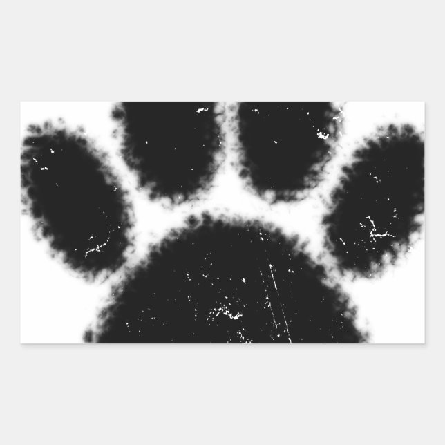Rough And Distressed Dog Paw Print Rectangular Sticker (Front)