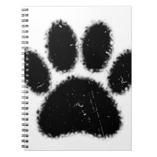 Rough And Distressed Dog Paw Print Spiral Notebook