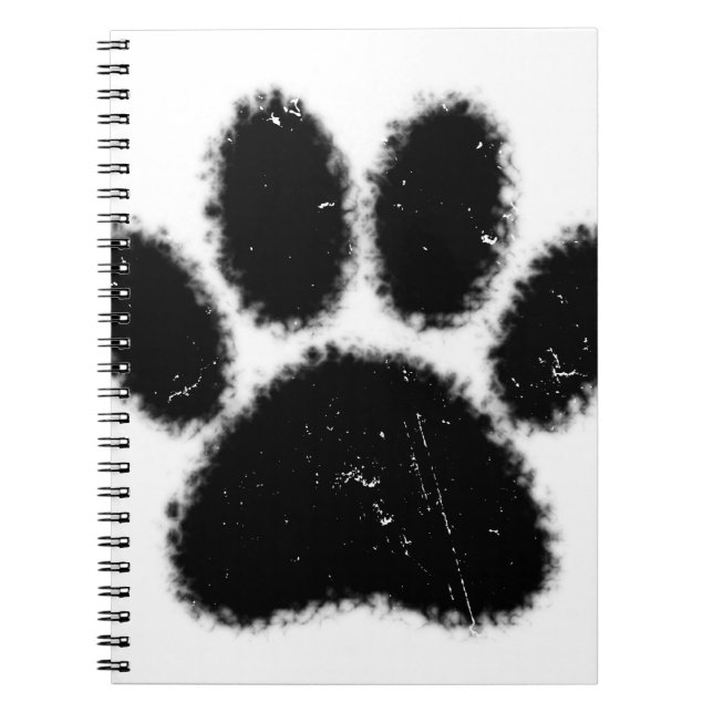 Rough And Distressed Dog Paw Print Spiral Notebook (Front)