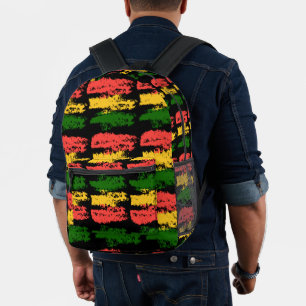 Rough And Rugged Rasta Stripes #2  Printed Backpack