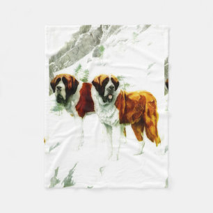 rough and smooth St Bernard - painting Fleece Blanket