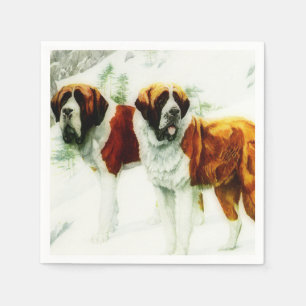 rough and smooth St Bernard - painting Napkin