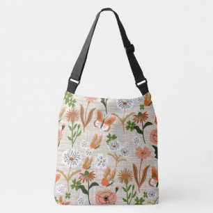Rough Bamboo Floral Daisy Shamrocks Farmhouse Crossbody Bag
