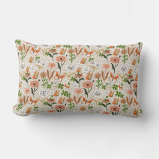 Rough Bamboo Floral Daisy Shamrocks Farmhouse Lumbar Cushion