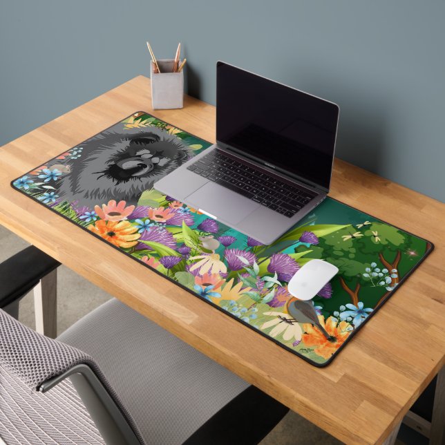 ROUGH BLACK  CHOW CHOW  Desk Mat (Office 2)
