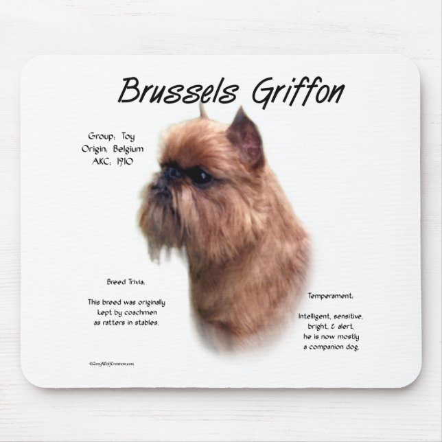 Rough Brussels Griffon History Mouse Pad (Front)
