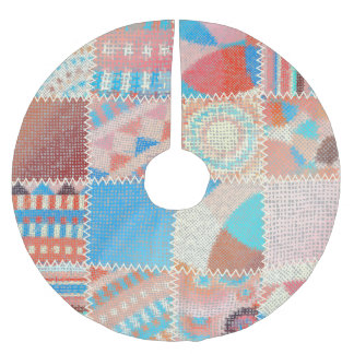 Rough Canvas Patchwork: Textured Vintage Pattern Brushed Polyester Tree Skirt
