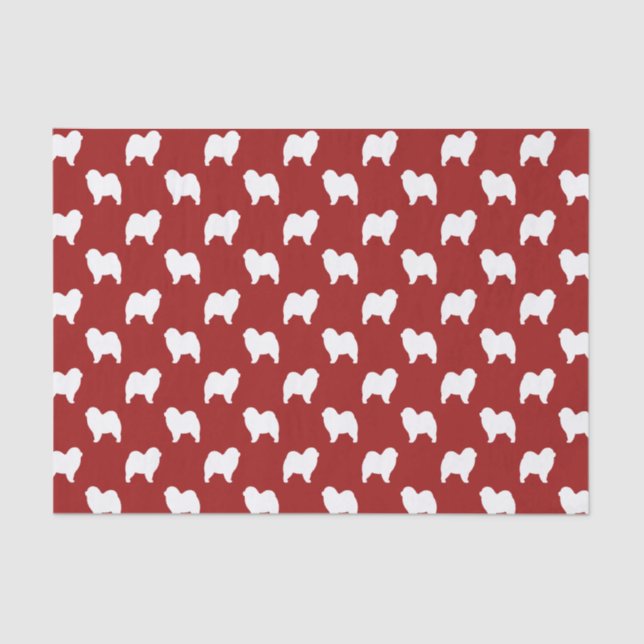 Rough Chow Chow Silhouettes Pattern Red Tissue Paper (Front)