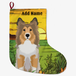 Rough Coat Collie Large Christmas Stocking