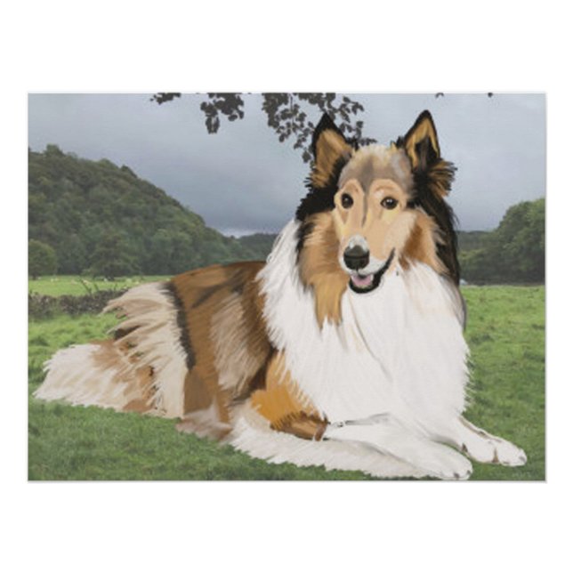 Rough Collie against the Yorkshire Dales Poster (Front)