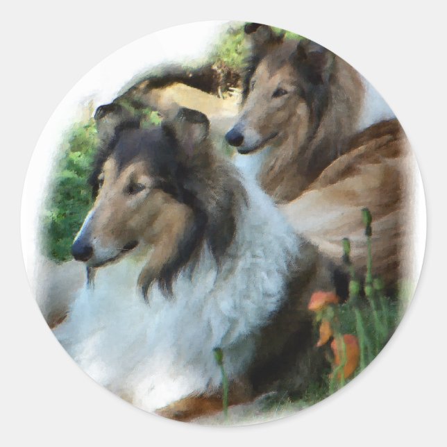 Rough Collie Art Gifts Classic Round Sticker (Front)