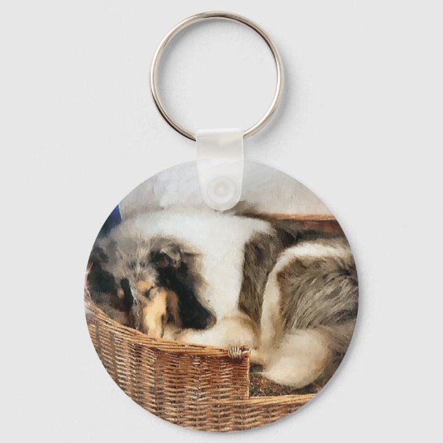 Rough Collie Art Gifts Key Ring (Front)