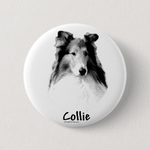 Rough Collie Charcoal 6 Cm Round Badge