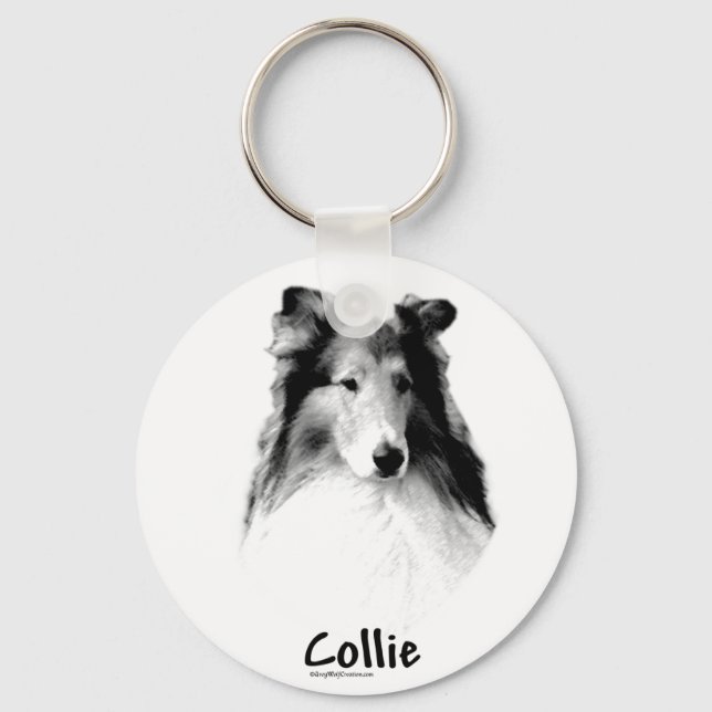 Rough Collie Charcoal Keychain (Front)