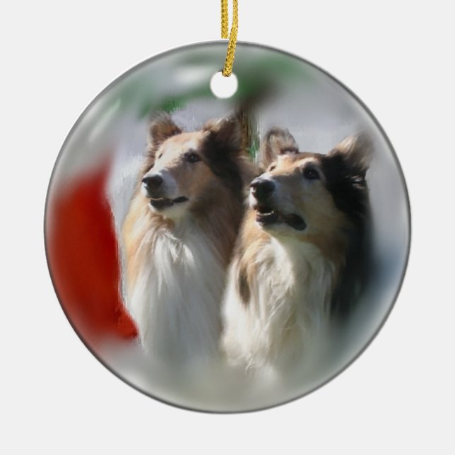 Rough Collie Christmas Gifts Ornaments (Front)