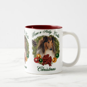 Rough Collie Christmas Gifts Two-Tone Coffee Mug